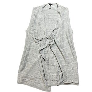 Talbots Womens Grey Ribbed Open Face Sleeveless Knit Cardigan Size Medium